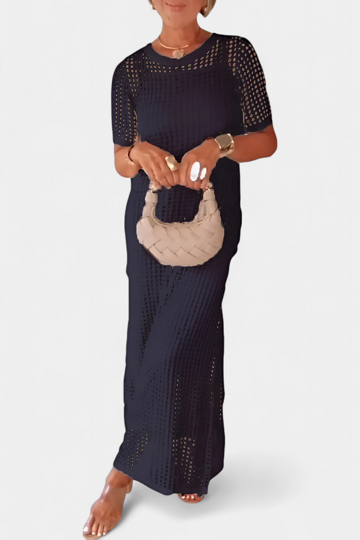 Balbina Dviejų Dalių Suknelė su Platų Kaklu ir Iškirptėmis