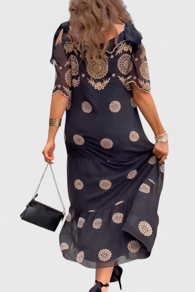 Kathy Elegantiška Vasaros Suknelė su Akies Dizainu ir Laisvu Siluetu