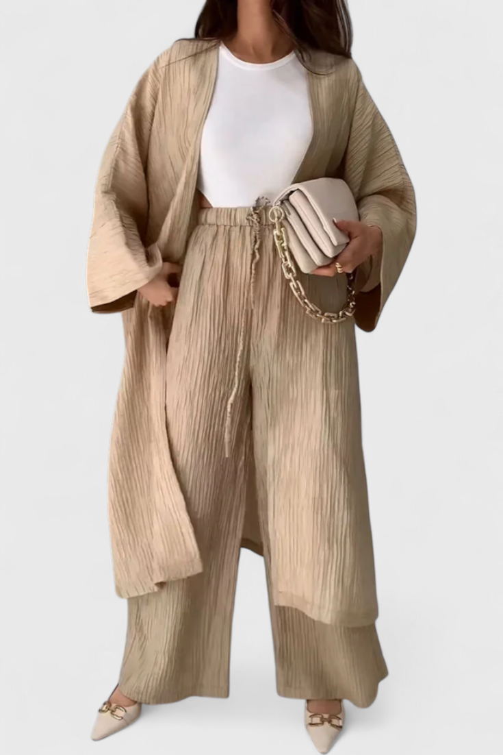 Kaspijos dviejų dalių atsipalaidavimo komplektas su ilgu kimono