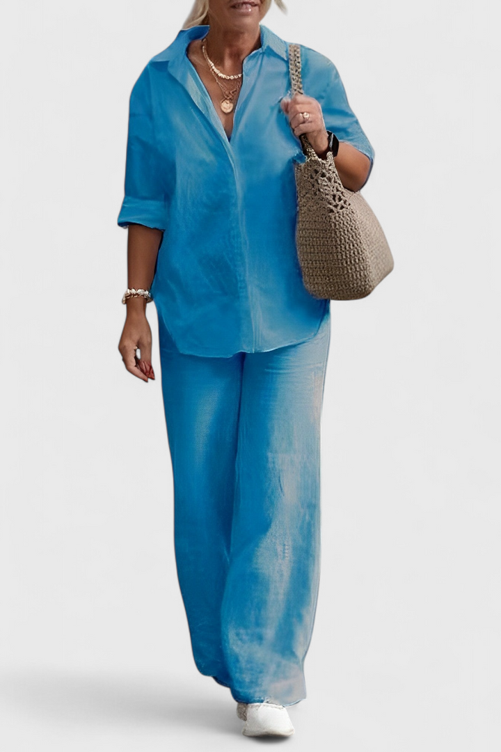 Skye Dviejų Dalių Komplektai iš Lino ir Medvilnės su Laisvu Siluetu