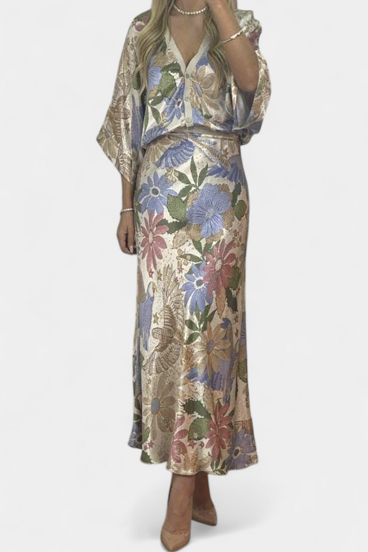 Shae Gėlių Žvejys Uodegos Marškiniai ir Sijonų Komplektas