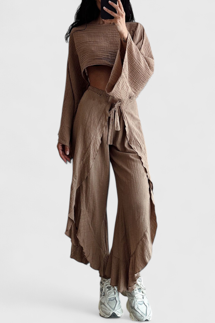 Elsie Kimono ir Kryžminės Kelnės Komplektas