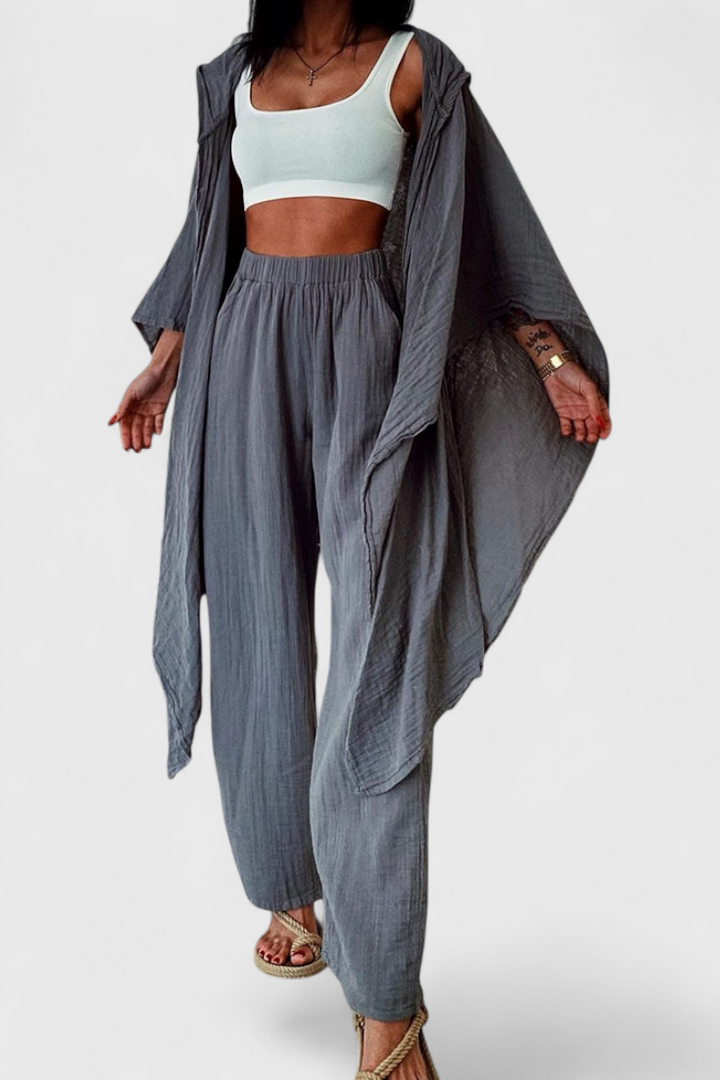 Henley dviejų dalių laisvalaikio komplektas su kardiganu