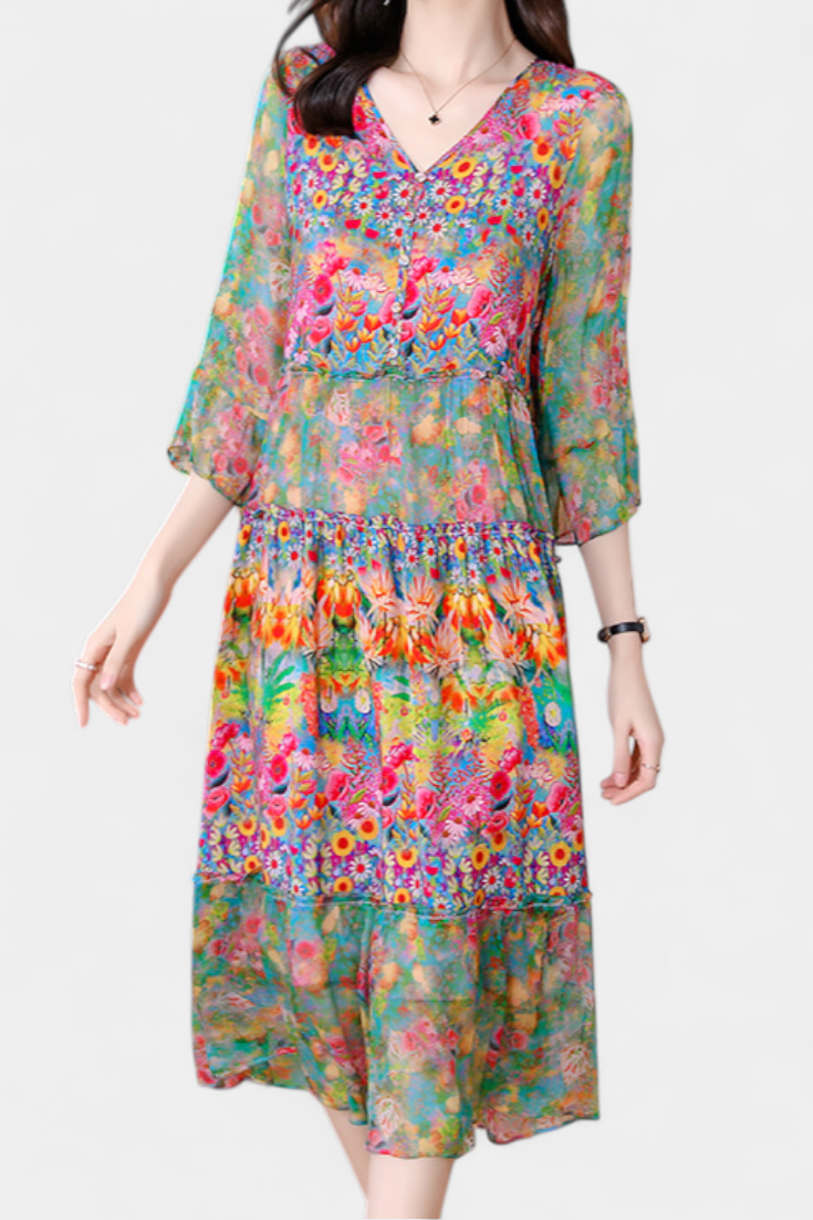 Kate Midi Suknelė su Gėlių Raštu