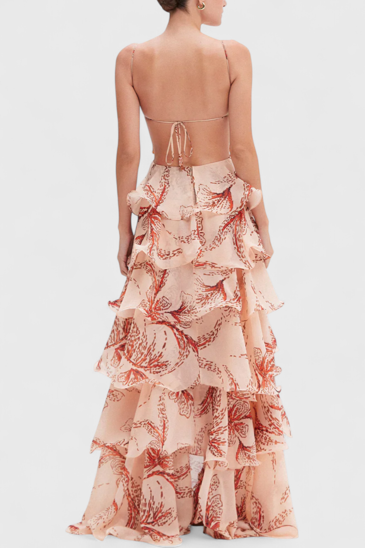 Juliette Suknelė su Volanais ir Brangakmenių Iškirpu