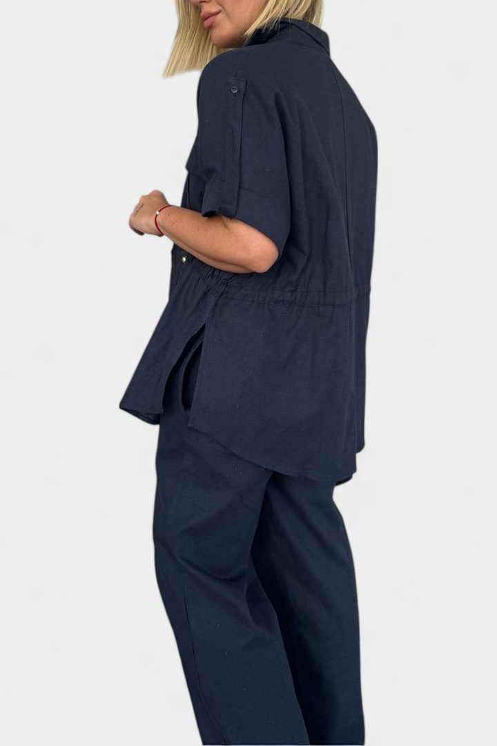 Lani Atsipalaidavęs Marškinėliai ir Kelnės iš Medvilnės ir Lino