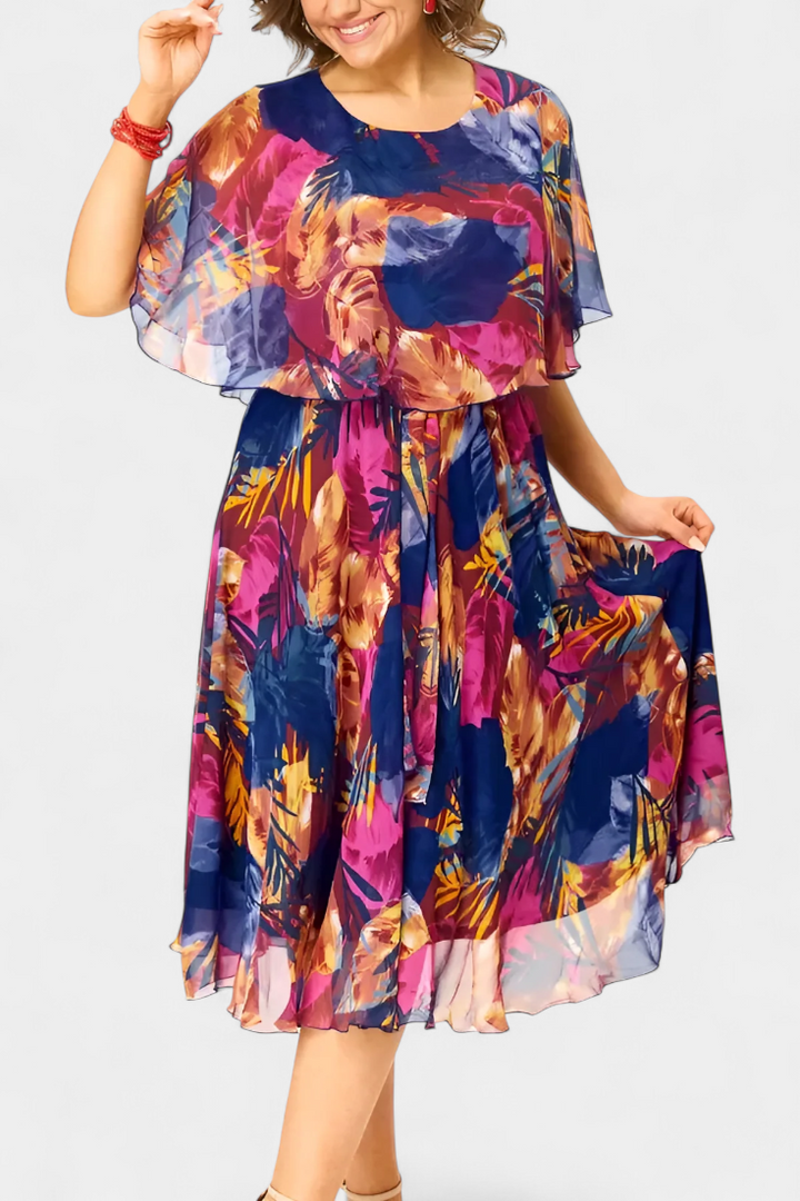 Ellerie Tropinė Suknelė su Laisvu Siluetu ir Tropiniu Raštu